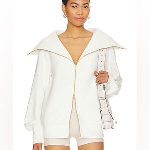 Women's Varley with gold zipper White Zip-Up Jacket